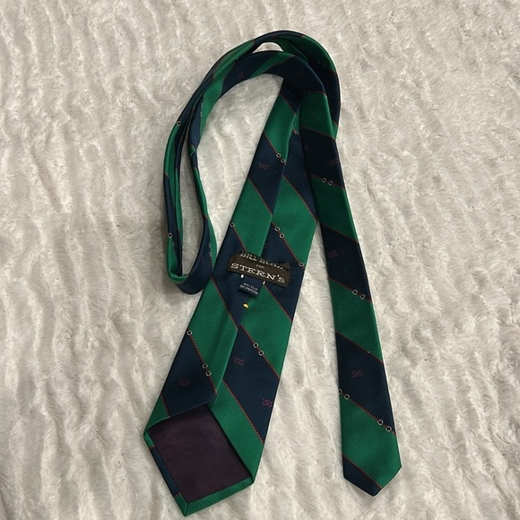 Vintage bill blass Green and Blue striped Silk Tie men’s one size - Picture 5 of 6